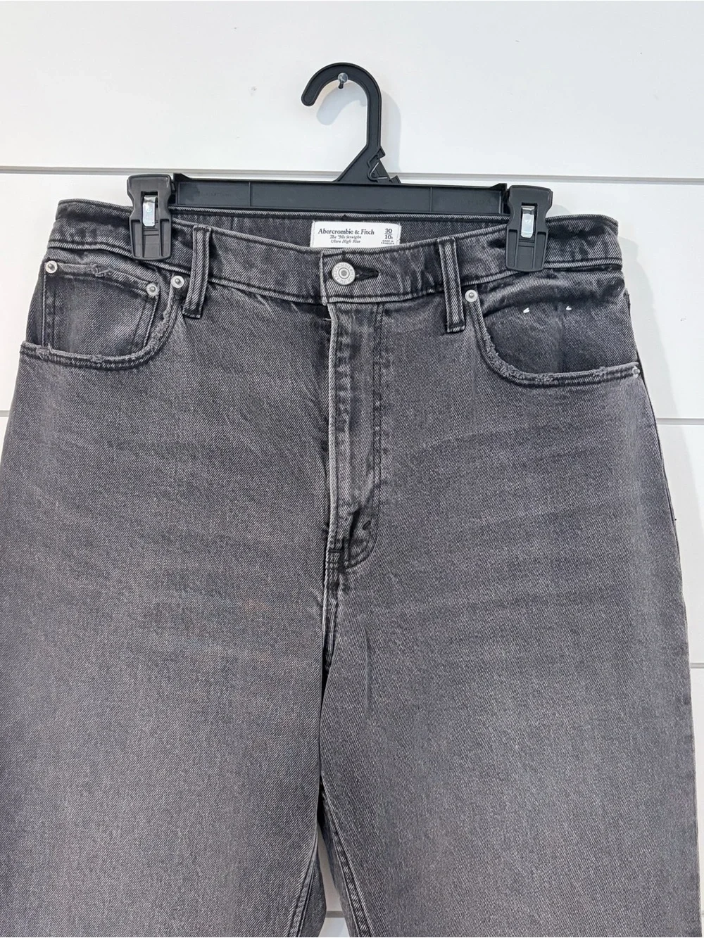 Abercrombie 90s Straight Ultra High Rise Gray Jeans Grunge Y2K 30 Charcoal - Picture 3 of 14